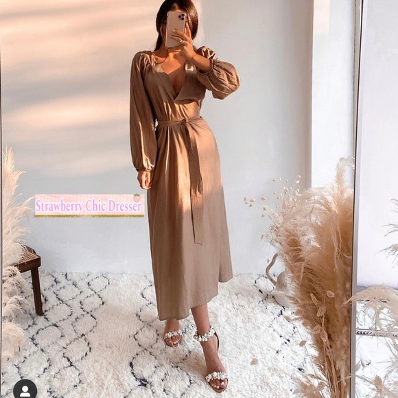 ZARA BELTED MIDI DRESS - Picture 1 of 9